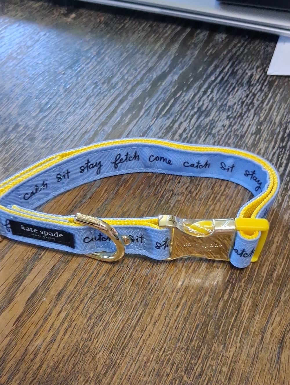 Kate Spade Yellow and Light Blue Dog Collar Size Medium  NWOT